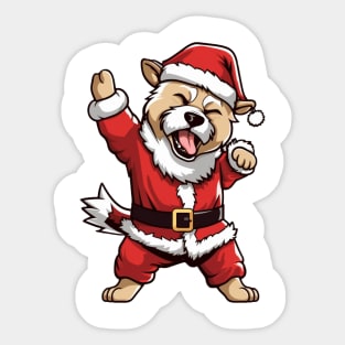 Cartoon Christmas Siberian Husky Dog Dancing Sticker